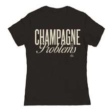 Nearly There Champagne Problems Graphic Ladies Cotton T-Shirt - Black - View 1