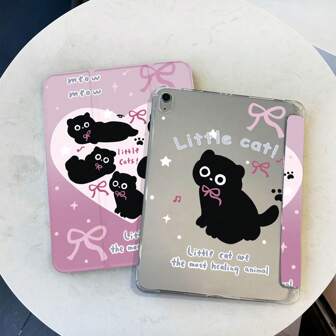 1PC iPad 9 代 10.2 英寸可爱猫咪三折透明防震外壳 7/8/10 代 2024 新款 MINI5