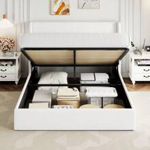 Allewie Lift Up Storage Bed With Modern Wingback Headboard, Hydraulic Storage, No Box Spring Needed, Full/Queen/King Size Bed Frame * Bed Frame Queen Queen Bed Frame Bed Frame Full Full Size Bed Frame King Size Bed Frame Twin Bed Frame Room Decor Home Decor Christmas Decor Bedroom Decor Valentine Day Decor Storage Living Room Decor Furniture House Decor - 白色 - 查看 4