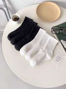 KIT 6 PAIRS Women's Mid-Calf Socks - Pure Cotton And Modern Style In Solid Colors - 彩色 - 查看 1