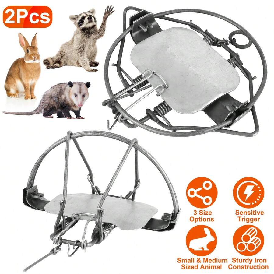 2 Pieces Of Animal Spring Trap Sturdy Iron Animal Snap Trap 6 Inches