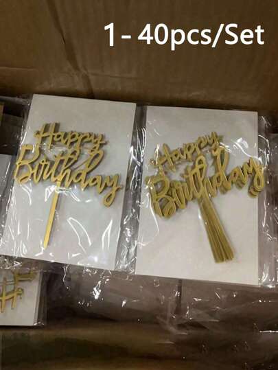 1-40 件生日快乐亚克力蛋糕装饰，生日蛋糕装饰装饰，派对装饰用品，现代字母图形蛋糕顶部装饰，适合生日派对装饰创意，是送给家人和朋友的完美纪念品，圣诞节