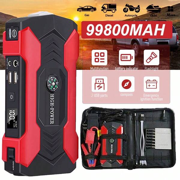 Cargador portátil de 998000 mAh y 12 V para coche