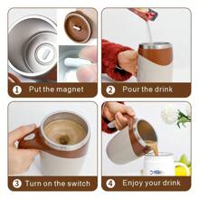 Self-Stirring Mug: Rechargeable Automatic Magnetic Self-Stirring Coffee Mug, Rotating Home Office Travel Mixing Cup, For Stirring Coffee, Chocolate, Milk, Protein Powder, Cocoa, Etc., Perfect For Office, School, Gym - Coffee Brown - View 5