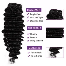 Kinky Curly Clip In Extension Human Hair Kinky Curly 8 Pcs With 18 Clips 4.23oz Clip Full Head For Women Brazilian Human Hair Natural Black Color 120g/Set - Natural Black - View 7