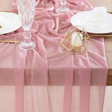 Gauze Table Runner Chiffon Like Wedding Table Runner 120 Inches Long Boho Rustic For Bridal Shower Decorations Bridal Shower