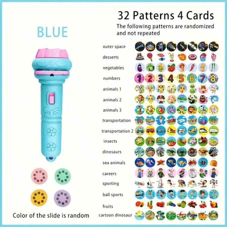 32pcs Children's Flashlight Projector Toy, Bedtime Fun Early Education Cognitive Toy, Dinosaur, Animal, Ocean, Numbers, Fruits, Projection Flashlight Educational Toy, Christmas & Halloween Gift - Multicolor - View 6