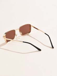 1pc Women Metal Rimmed Square Small Frame Ombre Vintage Elegant Hiphop Fashion Glasses For Outdoor Vacation Travel Daily Wear Party Beach Accessories For Women Glasses Shades Basics Fall Winter Women Outfits Clothes Business Casual Gifts For Summer Beach Vacation,Outdoor,Travel - Coffee Brown - View 4