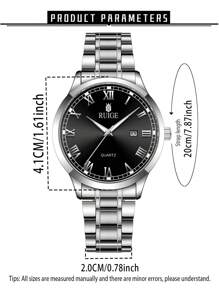 RUIG Relógio Masculino RUIGE, Relógio de Pulso Esportivo Minimalista e da Moda, Cronógrafo, Impermeável, Luminoso, Calendário, Pulseira de Aço Inoxidável, Relógio de Pulso Masculino