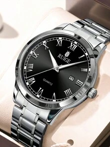 RUIG Relógio Masculino RUIGE, Relógio de Pulso Esportivo Minimalista e da Moda, Cronógrafo, Impermeável, Luminoso, Calendário, Pulseira de Aço Inoxidável, Relógio de Pulso Masculino