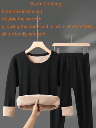 Alpaca Thermal Underwear Set - Long Sleeve Top & Long Johns Bottom, Seamless Base Layer Suit For Autumn/Winter Outdoor & Indoor Wear