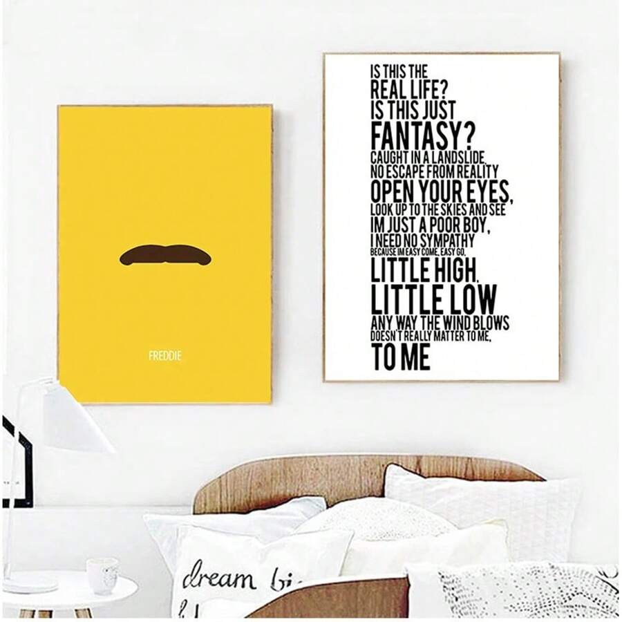 1 pieza Póster con la impresión de la banda Queen y Freddie Mercury, pintura en lienzo del arte de la película Bohemian Rhapsody, decoración de pared estilo hip hop sin marco - Multicolor - Ver 1