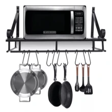 Hanging Pot Rack Pot Pan Rack Wall Mount Pan Kitchen Storage Shelf Holder 24 In - Black - View 11