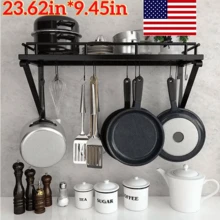 Hanging Pot Rack Pot Pan Rack Wall Mount Pan Kitchen Storage Shelf Holder 24 In - Black - View 2