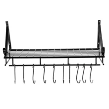 Hanging Pot Rack Pot Pan Rack Wall Mount Pan Kitchen Storage Shelf Holder 24 In - Black - View 8