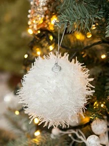 6pcs/Set Christmas Glitter Gold Powder Ball Ornaments - Festive Christmas Tree Decorations Pendant, Diy Crafts, For Xmas Tree, Wedding & Window Decor, Ideal For Holiday & Parties Celebrations,Christmas - White - View 2