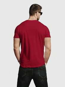 Space Agency Men's T-Shirt 100% Cotton - 酒紅色 - 查看 2