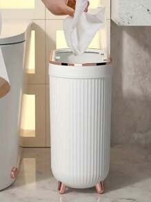 1 pieza Papelera de 12 litros con pedal, basurero de baño, cubo de basura dorado impermeable para el inodoro con tapa, suministros para el hogar y la oficina, bolsa de basura, decoración de otoño para el baño, organizador de baño, de vuelta a la escuela