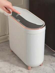 1 pieza Papelera de 12 litros con pedal, basurero de baño, cubo de basura dorado impermeable para el inodoro con tapa, suministros para el hogar y la oficina, bolsa de basura, decoración de otoño para el baño, organizador de baño, de vuelta a la escuela