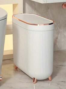 1 pieza Papelera de 12 litros con pedal, basurero de baño, cubo de basura dorado impermeable para el inodoro con tapa, suministros para el hogar y la oficina, bolsa de basura, decoración de otoño para el baño, organizador de baño, de vuelta a la escuela