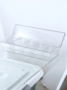 1pc  5 Grid Salad Tray - Transparent Plastic Seasoning Server Set With Lid, Suitable For Home, Bar, Party, Barbecue - Fruit Container With Detachable Part - Fresh Box - Kitchen Entertainment Essentials - Clear - View 4