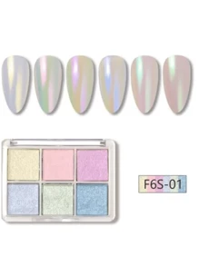 6 Colors Holographic Laser Aurora Mirror Nail Glitter, Nail Art Decorations DIY Nail Jewelry Nail Supplies - Multicolor - View 3
