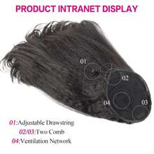 KRSI Kinky Straight Drawstring Ponytail Extension For Women Tail Warping Pony Tail Hair Extainson Natural Black Ponytail Synthetic 16inch Yaki Straight Ponytail Hair Bun Hair Pieces For Women - 黑棕色 - 查看 3