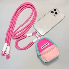 3 chiếc Ba lô mini sáng tạo màu hồng, ví đựng tiền xu, túi đeo chéo, dây đeo, móc khóa ba lô nhỏ, giá đựng tai nghe, túi đựng CCD, móc khóa, ốp điện thoại, dây đeo cổ tay, dây đeo dài - Dễ thương cho trẻ em và học sinh - 3 túi bột + dây ngắn + dây dài - Xem 2
