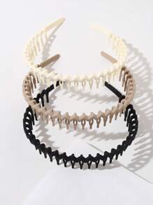 3pcs Women Teethed Anti-Slip Wavy Vintage Minimalist Hair Band Hair Accessory