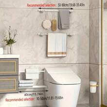 FEPK 1pc Black Adjustable Tension Shower Curtain Rod, Extendable Bath Curtain Pole, Bathroom Decorating Accessory, Closet & Window & Towel Rack Holder Summer - Black 20.86-35.43in - View 10