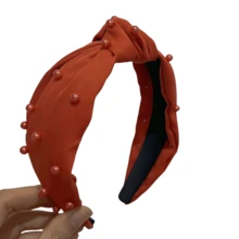1 băng đô vải Lễ Tạ ơn với bí ngô và lá phong, băng đô tiệc theo mùa bằng sợi polyester - trái cam - Xem 15