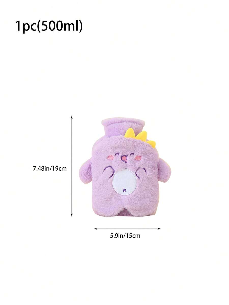 1pc Cute Cartoon Plush Covered Safe PVC Hot Water Bottle, 500ml/1000ml
