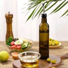 Dispensador de botella de aceite de oliva de vidrio de 17 oz - Aceitera y vinagrera de 500ml con verde con vertedores y embudo - Decantador de aceite de oliva para la cocina