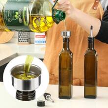 Dispensador de botella de aceite de oliva de vidrio de 17 oz - Aceitera y vinagrera de 500ml con verde con vertedores y embudo - Decantador de aceite de oliva para la cocina