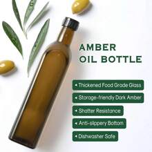 Dispensador de botella de aceite de oliva de vidrio de 17 oz - Aceitera y vinagrera de 500ml con verde con vertedores y embudo - Decantador de aceite de oliva para la cocina