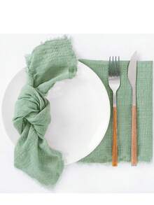 12pcs Country Style Linen Dinner Napkins, Christmas Wedding Party Table - Multicolor - View 10