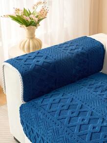 1 件波西米亚纯色沙发套，防猫抓沙发套，耐用可洗通用家具套，卧室、办公室、客厅家居装饰 - 藍色 - 查看 9