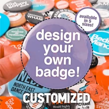 Any Size 1-100PCS Custom Text Badge Design Your Own Button Badge Pin Custom Pins Personalized Buttons Badge Make Your Own Pins Personalized Pinback Buttons Pins Funny Gifts For Men Women Teacher Nurse Decoration Souvenir Gifts For Team Party Competitions Halloween Christmas Thanksgiving Pin