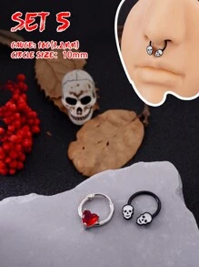 Morlyda 2 piezas/set Gótico 16G Cadena de anillo de nariz de esqueleto Anillo de septum de joyería Murciélago, Anillo de septum de piedra lunar Joyería de piercing de acero inoxidable Anillo de labio rojo negro en forma de corazón Anillo de septum Clicker y Anillo de nariz de herradura a cuadros blanco y negro Barra de bisagra Aro de septum Helix, Rook, Trago, Daith, Piercing de cartílago Anillos de septum de nariz Joyería de piercing Cadena colgante Anillos de nariz para hombres y mujeres Regalos 10mm Fiesta Fecha Navidad Halloween Joyería Uso diario - Multicolor - Ver 12