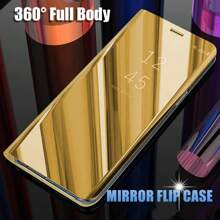 Luxury Mirror Flip Protective Case Compatible With  S24Ultra S23Ultra Galaxy S24 S23 S22 S21 S20 S10 S9 S8 FOLD2 FOLD3 FOLD 4 FOLD 5 FOLD 6, Apple, 11Ultra Plus; Also Compatible With  Galaxy A12 A13 A14 A35 A52 A53 A54 A55,  Galaxy NOTE 8 NOTE9 NOTE10 NOTE20, Apple 6 7 X 11 12 13 13pro 13promax 14 14pro 14promax 15 15pro 15promax 16 16pro 16promax Series Waterproof Shockproof Anti-Fall Scratch Resistant - 金色 - 查看 8