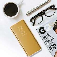 Luxury Mirror Flip Protective Case Compatible With  S24Ultra S23Ultra Galaxy S24 S23 S22 S21 S20 S10 S9 S8 FOLD2 FOLD3 FOLD 4 FOLD 5 FOLD 6, Apple, 11Ultra Plus; Also Compatible With  Galaxy A12 A13 A14 A35 A52 A53 A54 A55,  Galaxy NOTE 8 NOTE9 NOTE10 NOTE20, Apple 6 7 X 11 12 13 13pro 13promax 14 14pro 14promax 15 15pro 15promax 16 16pro 16promax Series Waterproof Shockproof Anti-Fall Scratch Resistant - 金色 - 查看 4