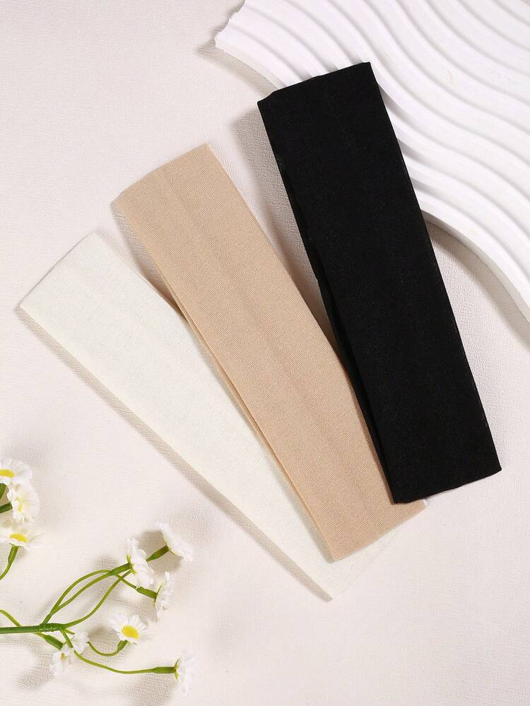 3pcs New European And American Style Solid Color Sports Yoga Headband, Sweatband, Running, Fitness, Hairband, Head Wrap Casual,Gym