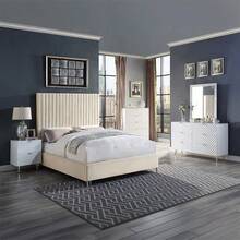 White High Gloss 2-Drawer Nightstand - White+Wood+Metal+2 Drawers+Drawers+White+Bedroom as Pic - View 6