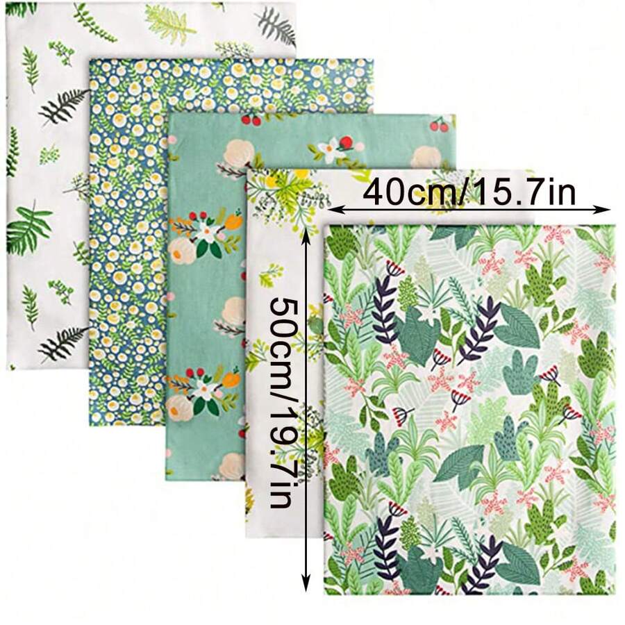 8 Pcs Floral And Leaves Print 15.7 X 19.7 Inches Bundles For Quilting
