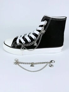 2 chiếc dây xích kim loại nhiều lớp hình chú chó con dễ thương, dây xích sắt bạc, đồ trang trí hoạt hình đáng yêu cho giày thể thao, giày vải, bốt, tự làm - Bạc - Xem 2