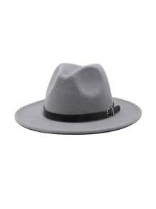 1 件男士秋冬新款羊毛毡牛仔帽，纯色巴拿马平顶帽，时尚英伦风羊毛毡帽，适合秋冬季日常外出、聚会和活动