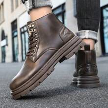 Men's Lace-Up Short Ankle Boots, Retro  Boots, Anti-Skid Breathable Motorcycle Boots, Vintage Leather Boots