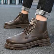 Men's Lace-Up Short Ankle Boots, Retro  Boots, Anti-Skid Breathable Motorcycle Boots, Vintage Leather Boots