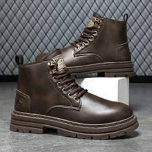 Men's Lace-Up Short Ankle Boots, Retro  Boots, Anti-Skid Breathable Motorcycle Boots, Vintage Leather Boots