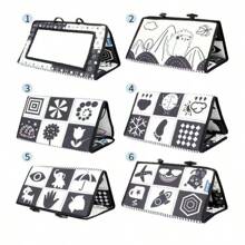 圣诞装饰婴儿对比书，黑白双面婴儿布书，视觉刺激黑白婴儿玩具，柔软布艺图画书，镜子和声音感知学习玩具适合新生儿0-3-6个月早教玩具儿童礼物玩具，儿童图画，柔软婴儿书籍，视觉刺激